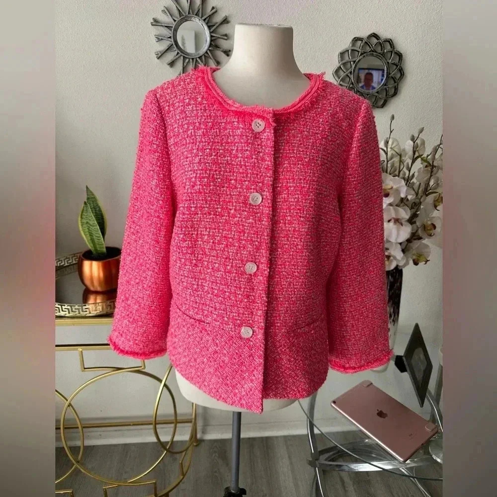 Talbots Vibrant Pink Textured Blazer